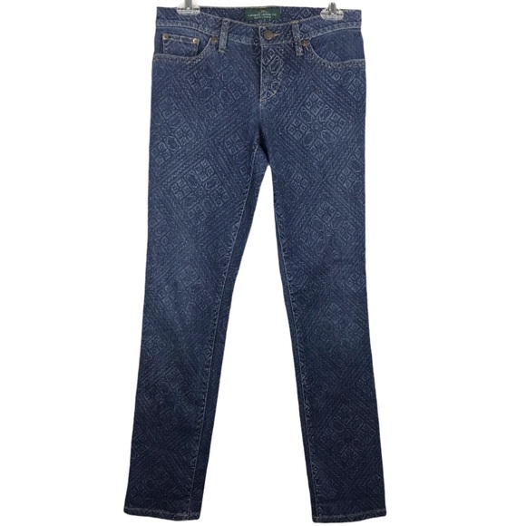 Lauren Ralph Lauren Denim Aztec Print Skinny Jeans Women Sz S - Picture 1 of 7